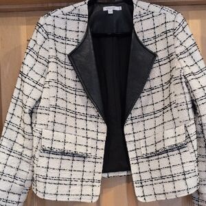 Chico's Black and White Blazer with Tuxedo Lapels